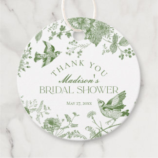 Groene Toile De Jouy Bloemige Bruidsfeest Favoriet Bedankjes Labels