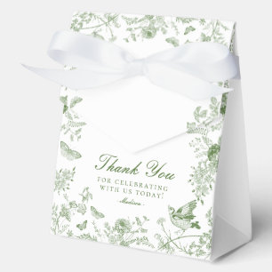 Groene Toile De Jouy Bloemrijke Dessert Favor Doze Bedankdoosjes
