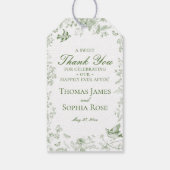 Groene Toile De Jouy Bloemstukken Bruiloftsfeest F Cadeaulabel (Achterkant)