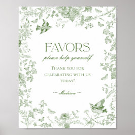 Groene Toile De Jouy  Bloemtegoed Favorieten Teken Poster