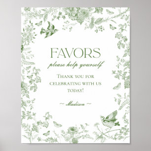 Groene Toile De Jouy Bloemtegoed Favorieten Teken Poster