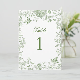 Groene Toile De Jouy Huwelijk Tafel Nummers