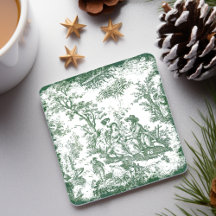  groene Toile de Jouy paar gedrukt