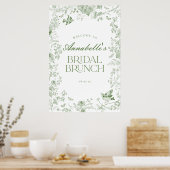 Groene Toile Jouy Bloemen Bruids Brunch Welkom Tek Poster (Keuken)