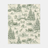 Groene Toile Kerst slee-rit patroon (3) Fleece Deken (Voorkant)