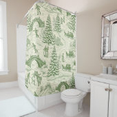Groene Toile Kerst slee-rit patroon (4) Douchegordijn (In situ)
