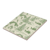 Groene Toile Kerst slee-rit patroon (4) Tegeltje (Zijkant)