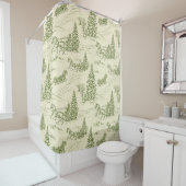 Groene toile kerst slee rit patroon douchegordijn (In situ)