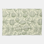Groene Toile Kerstbellen & Ornamenten Patroon 2 Theedoek (Horizontaal)