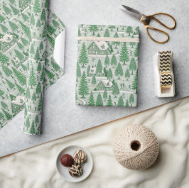 Groene Toile Kerstboom Scenerie Cadeaupapier