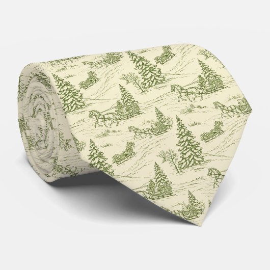 Groene toile kerstslee rit patroon stropdas (Opgerold)