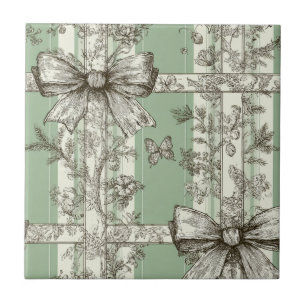 Groene toile lint vintage tegeltje