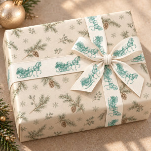 Groene toile paardslee Kerstmis vintage Satijnen Lint