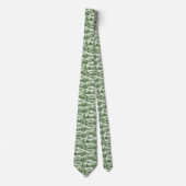 Groene Toile Vintage Kerst Dorp Patroon Stropdas (Voorkant)