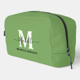 Groene toilettas met monogram toilettasje