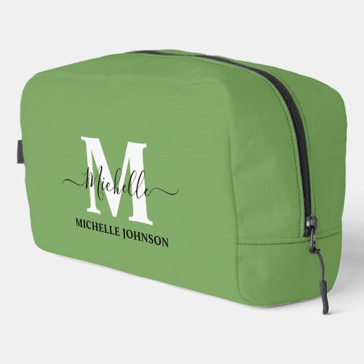 Groene toilettas met monogram toilettasje (Rechterhoek)