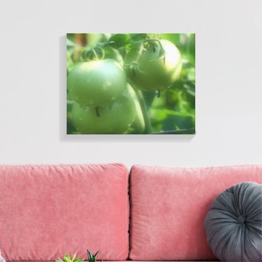 Groene tomaten op wijn canvas afdruk (Insitu (Woonkamer))