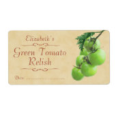 Groene tomatensaus of inblikken etiket (Voorkant)