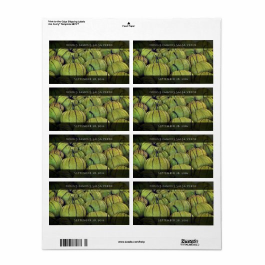 Groene Tomatillos / Schil Tomaten Etiket (Full Sheet)