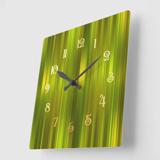 Groene Tone Stripes Vierkante Klok (Hoek)
