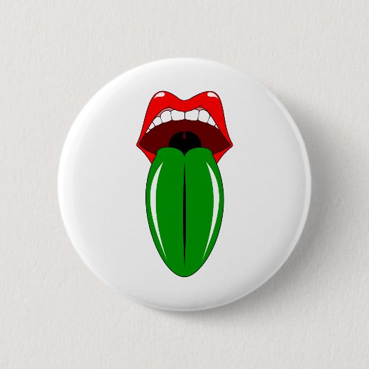 Groene tong ronde button 5,7 cm (Voorkant)