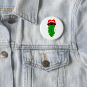 Groene tong ronde button 5,7 cm (In situ)
