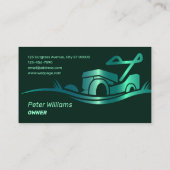 Groene toon faux metallic grasmaaier visitekaartje (Achterkant)