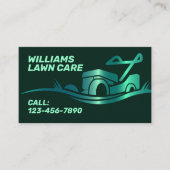 Groene toon faux metallic grasmaaier visitekaartje (Voorkant)