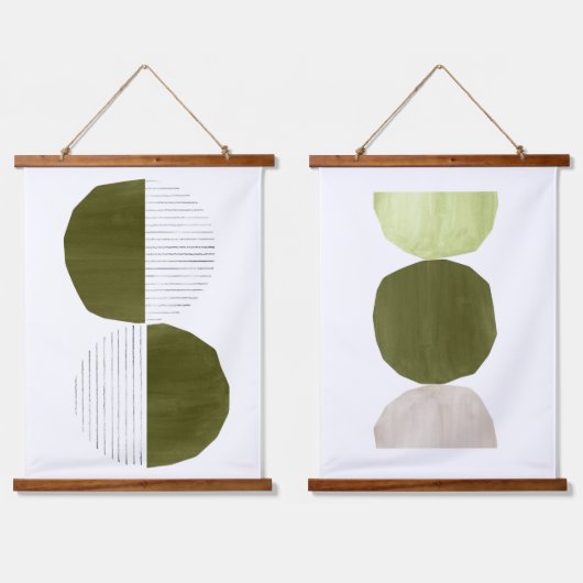 Groene toonbalancerende vormen hangend wandkleed (Dubbel)
