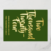 Groene toost op 2024, rode lint folie feestdagenkaart (Voorkant)