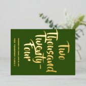 Groene toost op 2024, rode lint folie feestdagenkaart (Staand Voorkant)