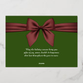 Groene toost op 2024, rode lint folie feestdagenkaart (Achterkant)