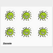 Groene Toothy Bacteriën Allergie Bug Ronde Sticker (Vel)