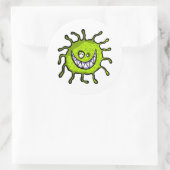 Groene Toothy Bacteriën Allergie Bug Ronde Sticker (Tas)