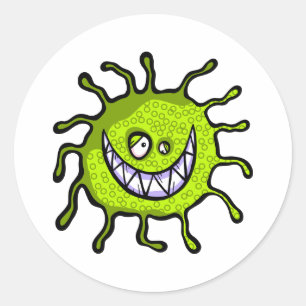 Groene Toothy Bacteriën Allergie Bug Ronde Sticker