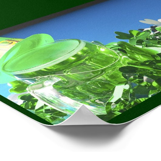 Groene top-hoed en groene bier - poster (Hoek)