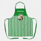 Groene Top met witte strepen Bloemen Schort (Voorkant)