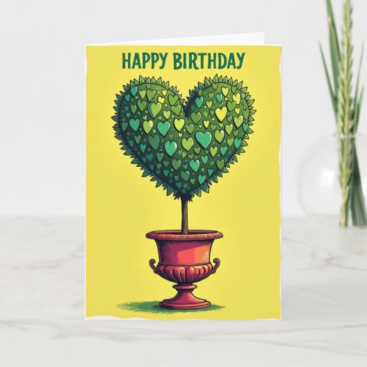 Groene Topiary Verjaardagskaart Kaart (Voorkant)