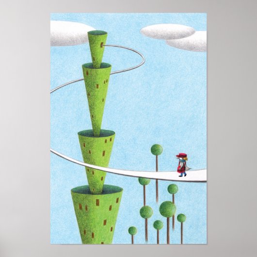 Groene toren en een postbode. poster (Voorkant)