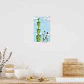 Groene toren en een postbode. poster (Keuken)