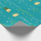 Groene Tosca Happy Eid Mubarak Ornament Cadeaupapier (Hoek)