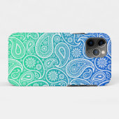 Groene tot blauwe witte paisley Case-Mate iPhone case (Achterkant (horizontaal))