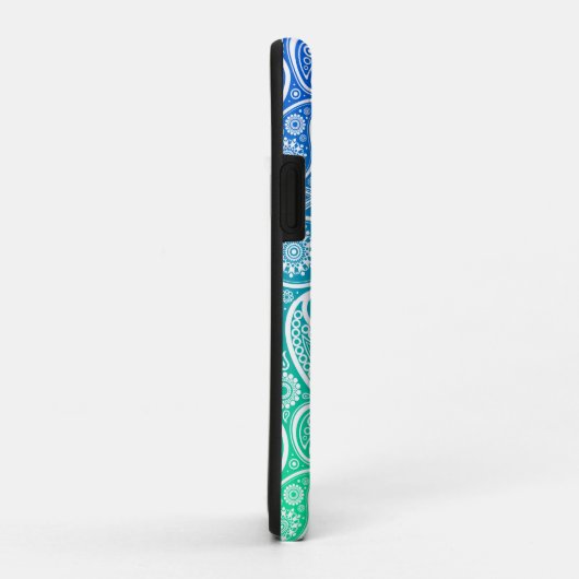 Groene tot blauwe witte paisley Case-Mate iPhone case (Achterkant/rechts)