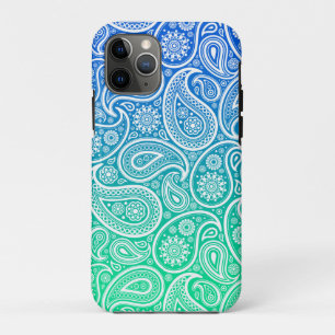 Groene tot blauwe witte paisley Case-Mate iPhone case