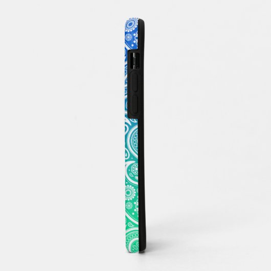 Groene tot blauwe witte paisley Case-Mate iPhone case (Achterkant/links)