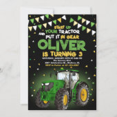 Groene Tractor 5e Verjaardagsfeestje Kaart (Voorkant)