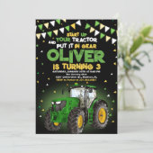 Groene Tractor 5e Verjaardagsfeestje Kaart (Staand voorkant)