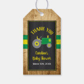 Groene Tractor Baby shower Favor Gift Label Cadeaulabel (Achterkant)