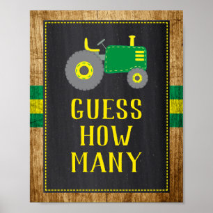 Groene tractor Baby shower raad eens hoeveel spelb Poster