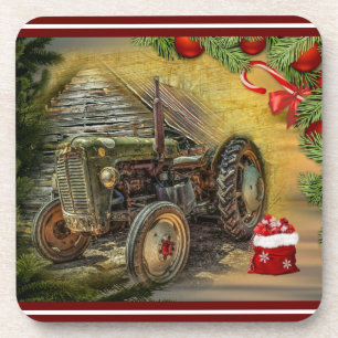 groene tractor Barn-kerstagebak Bier Onderzetter